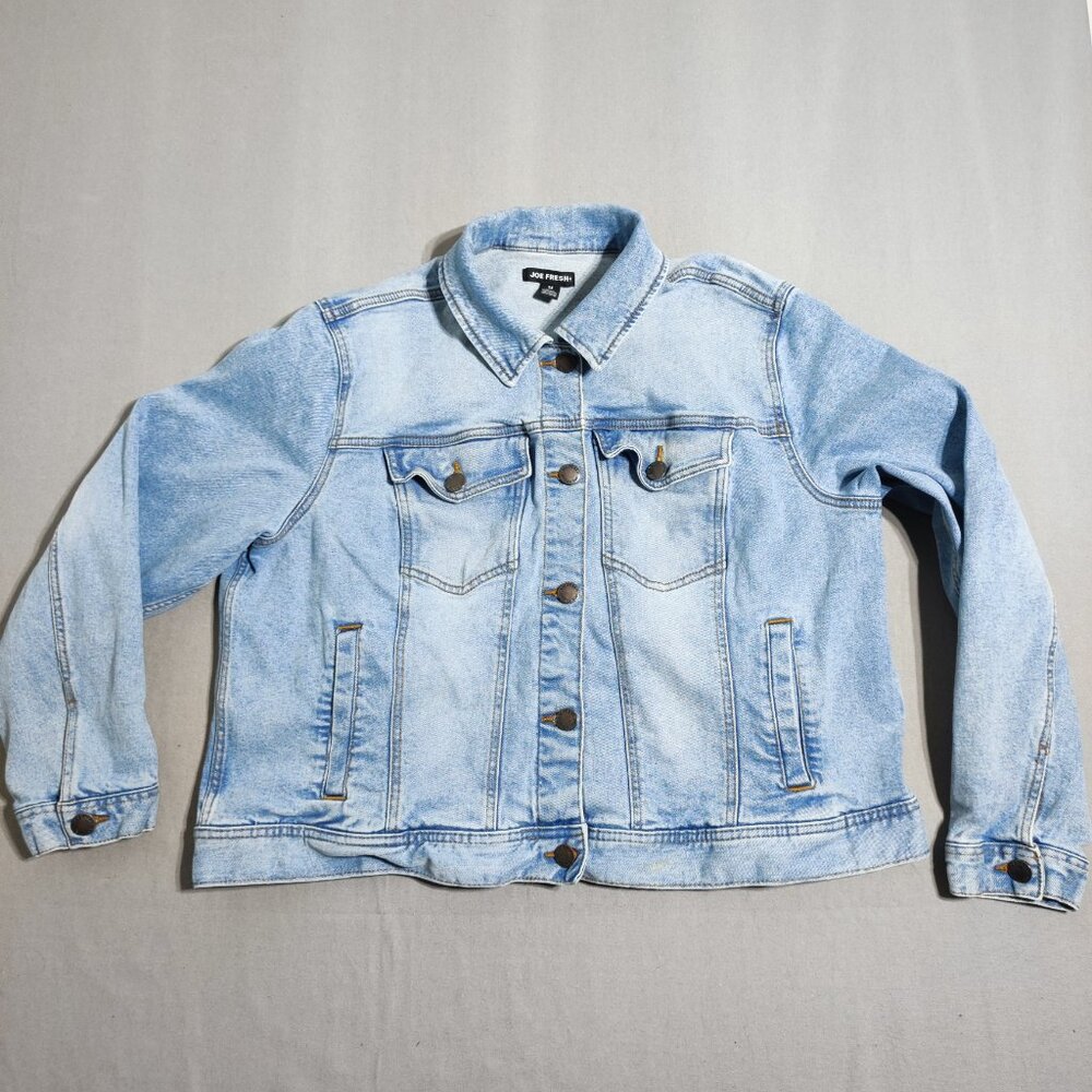 Joe Fresh Jean Jacket women's size 2X hard washed blue classic style